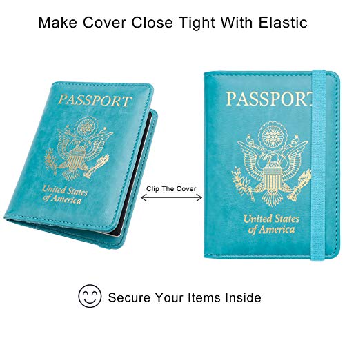 Image of WALNEW Passport Holder for Travel, RFID Passport Cover Wallet for Women Men, PU Leather Passport Book Card Holder Case with Pen, Travelling Essentials for Flying