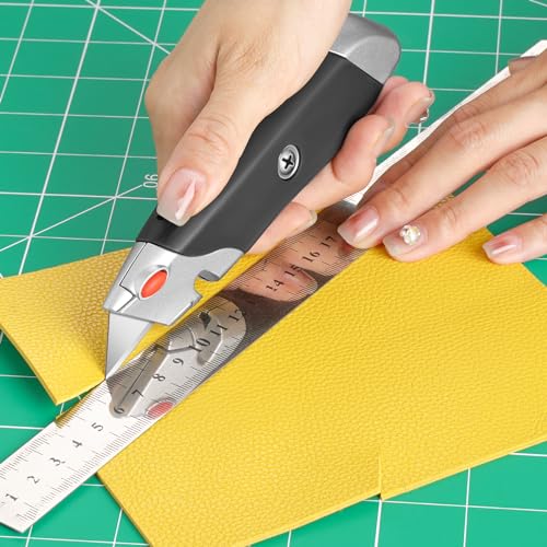 Image of DIYSELF 10Pack Box Cutter, Rubber Handle Utility Knife, Box Cutter Retractable Heavy Duty, Box Cutters Knife for Boxes, cardboard, cartons, Razor Knife for Warehouse, Office, Shaop