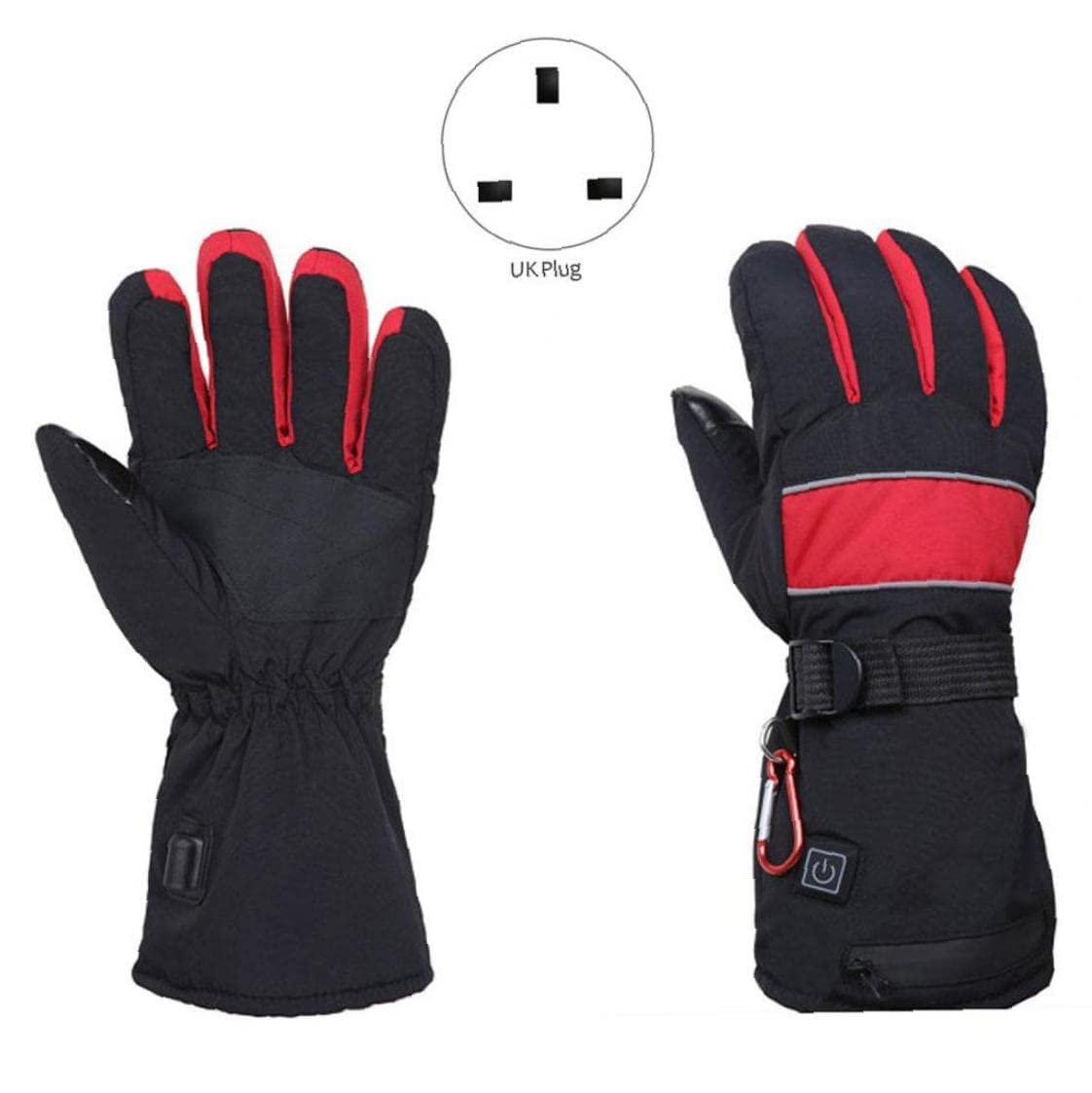 CHEWYNP Guanti da Sci riscaldati Guanti riscaldati Caldi Guanti Touch Screen Ricaricabili con Dita Intere con Caricabatterie Batteria per Sci Invernale Pattinaggio Neve Campeggio Escursion