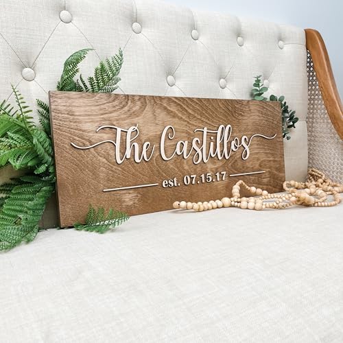 Personalized Family Name Sign – Custom Wooden Name Sign, Wedding Welcome Sign, Newlywed & Housewarming Gifts, New Home Gift Ideas, Family Name Sign, Hickory Hollow Designs (Est. Full Date) - Image 3