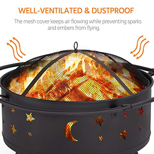 Yaheetech Round Fire Pits Outdoor Fire Bowl Brazier Garden Cooking Iron