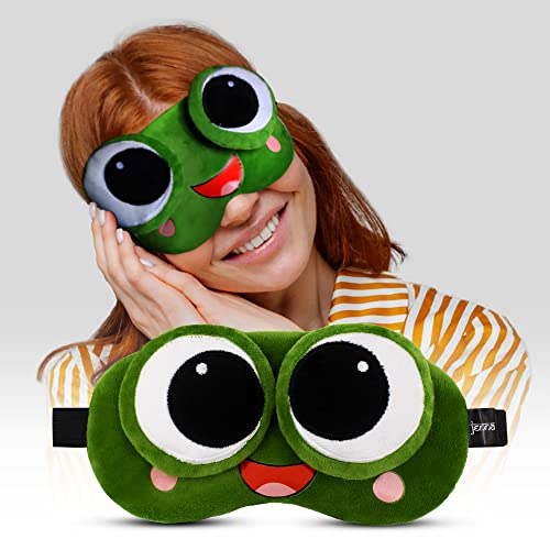 Image of Jenna Fabric Unisex Comfortable Sleeping Soft Funky Eye Mask With Adjustable Strap & Blindfold (Green)