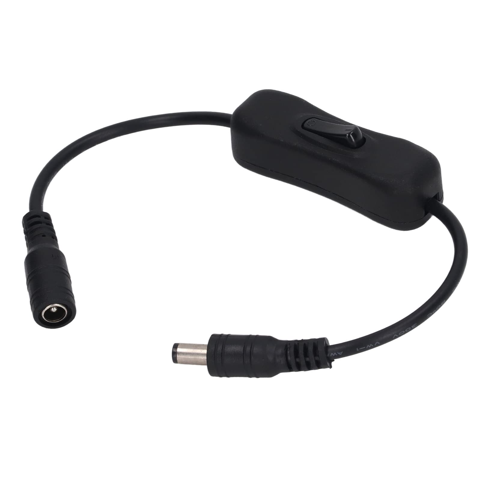 2Pcs 11.5in DC Power Inline Cables with Switch, DC Male to Female Connectors, for LED Strip Lights, CCTV, Water Pump, Black ABS Material, Easy Installation