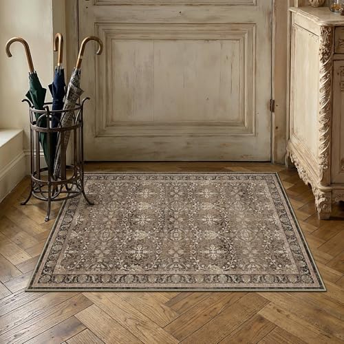 HUGEAR Brown 2x3 Washable Area Rugs Entryway