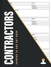 Contractors Signing in Book: Visitor and Contractor Construction Site Log Book Log Book for Business and Workplace Site Register Record Book Ideal for Business Sign-In & Sign-Out - Harback