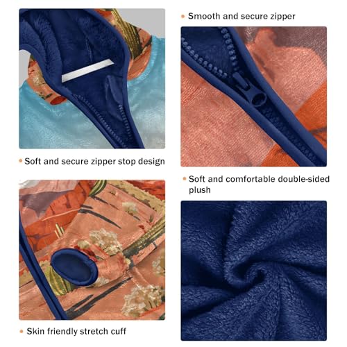 Desert Landscape with Cacti Toddler Fleece Jacket Girl Boys Hooded Fleece Jacket Coat Warm Outwear Zip-up 3-10T3