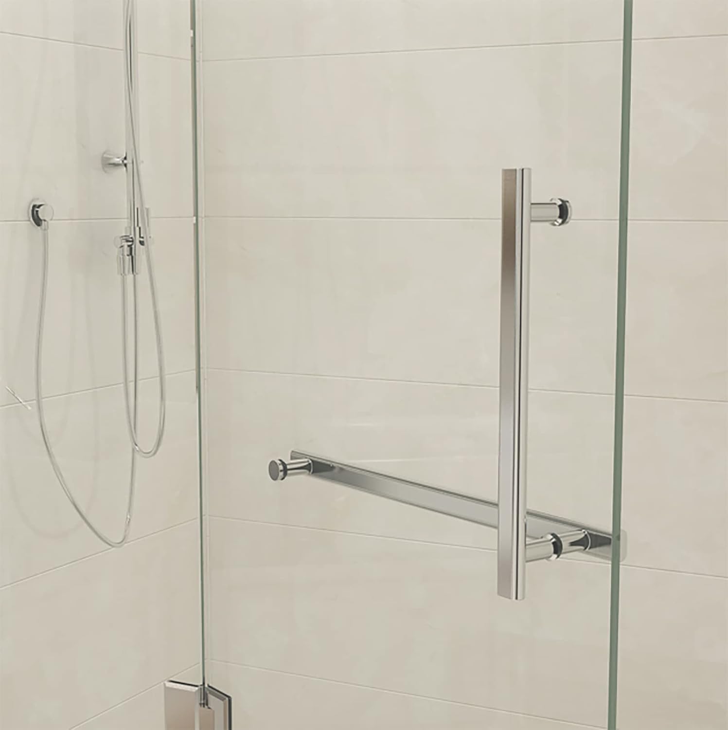 Shower Room Handle, Bathroom Sliding Glass Door Handle, Stainless Steel Valley Sliding Door Handle Hardware Set(Size:450mm)