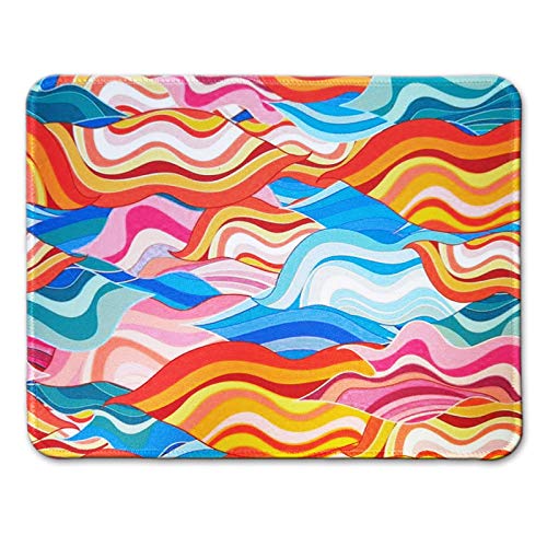 HEVITDA Mouse Pad, Personalized Red Orange Blue Art Mousepad, Non-Slip Rubber Base Mousepad with Stitched Edge, Gaming Square Mouse Pads, Waterproof Office Mouse Pad 10.24 X 8.27 X 0.12 Inch