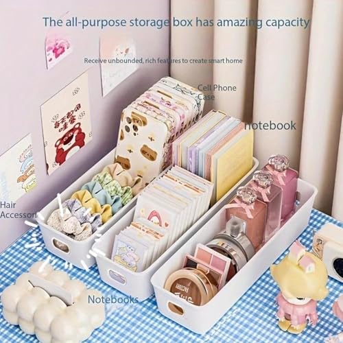 Image of Multipurpose Plastic Storage Box Organizer - Slim Drawer Organizer Bins for Kitchen, Bathroom, Desk, Makeup, Stationery, Toys & Home Storage (8)