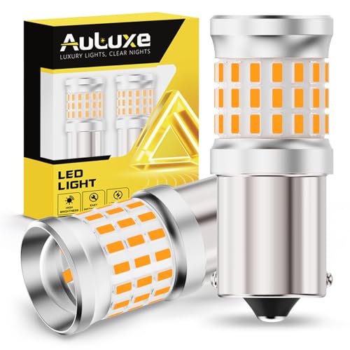 AULUXE Upgraded 1156 LED Bulb 500% Super Bright & Amber Color Replacement for 7506 BA15S P21W Bulbs with Heat Dissipation Design & HD Projection Tech(2-Pack)