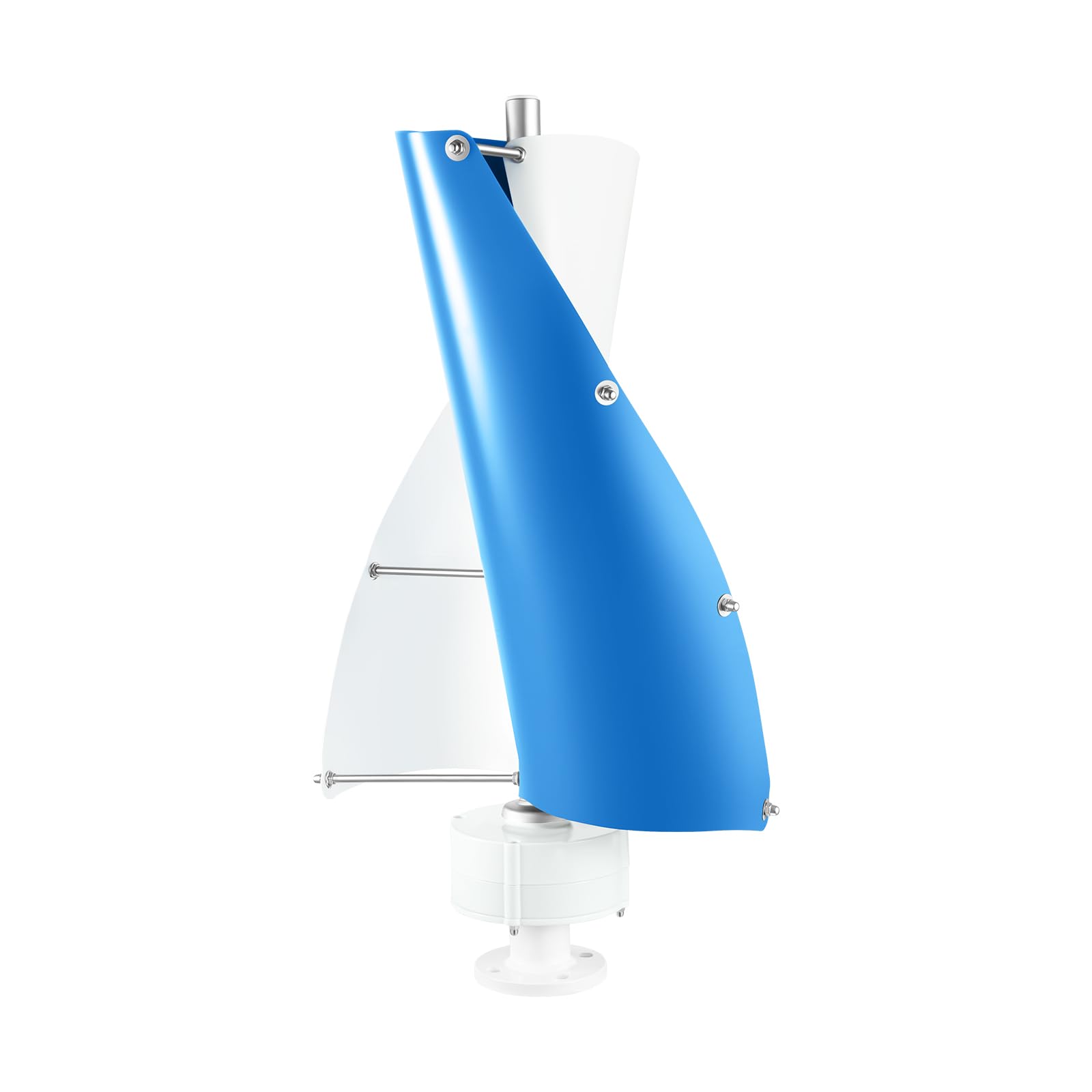 Vertikale Windturbine 100W, Vertikale Windgenerator 12V/24V 2-Blatt Windkraftanlagen mit Controller, Windkraftwerk Komplettset geeignet für Geschäft, Decks, Wohnwagen, Boote (Weiß + Blau, 12V)