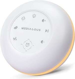 White Noise Machine for Adults, Kids, Sleeping Baby, Portable Sound Machine with 18 High-Fidelity Soothing Sounds and 4 Timers, USB Baby Sound Machine with Night Light and Memory Function for Bedroom