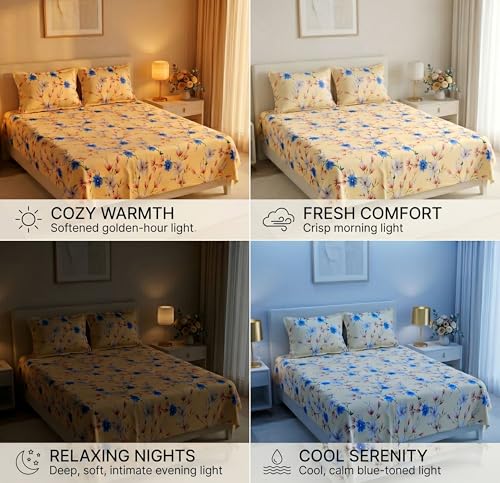 Image of HOMEKART 210 TC Premium Cotton Double Bed Bedsheet with 2 Pillow Covers | Double Bed Sheet Set | Soft, Breathable, Skin Friendly, Wrinkle Resistant & Fade Resistant |228 x 254 cm | Bedding for Home
