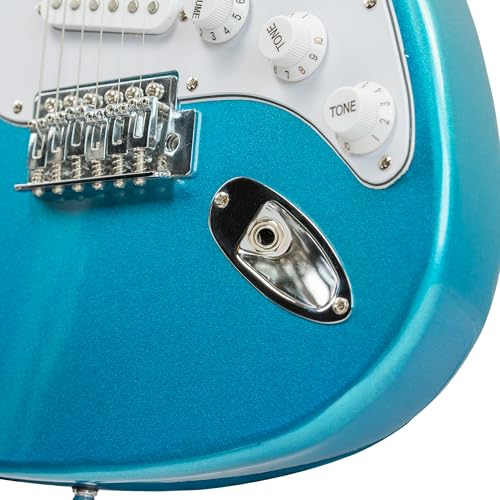 Image of STA 39-Inch Full-Size 6-String Electric Guitar for Beginners & Intermediate (Blue) | SSS Single Coil Pickup | Basswood Body, Rosewood Neck & Fretboard | Standard Tremolo Bridge with Whammy Bar