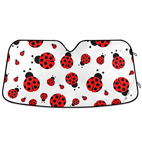 Oarencol Ladybugs Scarab Car Windshield Sun Shade Cute Animal Foldable UV Ray Sun Visor Protector Sunshade to Keep Your Vehicle Cool (55" x 27.6") by Oarencol - Used condition - US$15.83