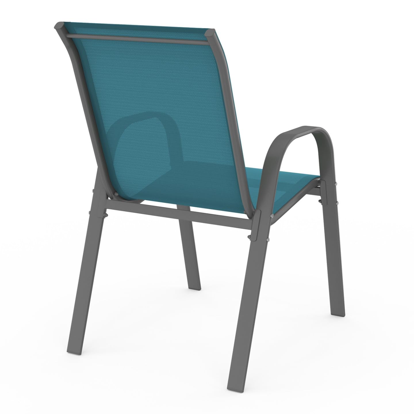 IDMarket - Lot de 6 chaises de Jardin LYMA métal et textilène empilables Bleu Canard