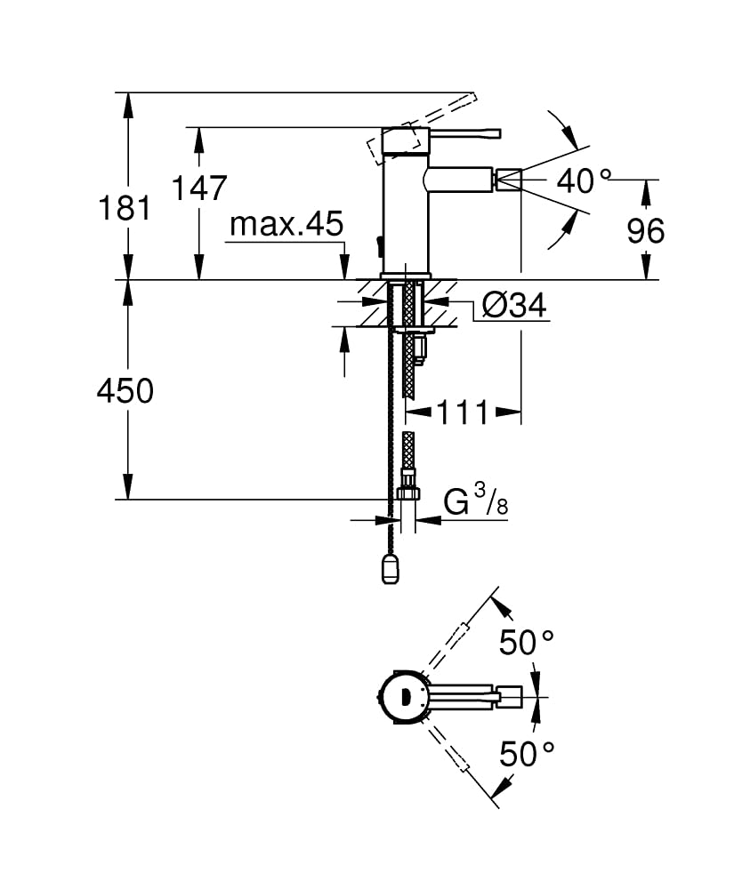 GROHE Essence – Grifería de bidé, ahorro de agua (Aireador con rótula orientable, con vaciador automático de varilla, 15 cm de altura, con herramienta 3 en 1, fácil instalación), cromo, 32935001