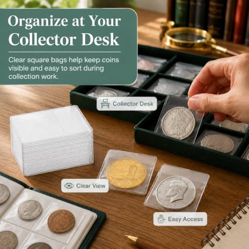 Fundas para Monedas Acrux7 400 unidades 2.2 x 2.2 pulg. miniatura 6