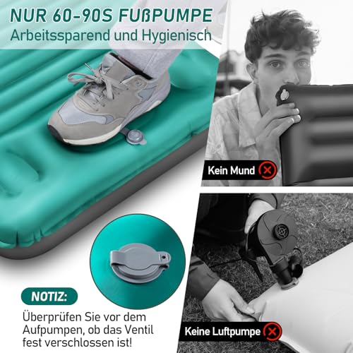 Isomatte Camping, 12CM Ultradicke Camping Luftmatratze mit Fußpumpe – Ansicht 4