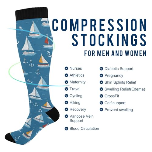 Image of Wusikd Cats Compression Socks for Women and Men Circulation Cute Long Socks for Athletic Running 1