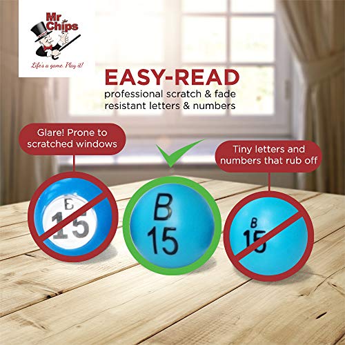 Mr Chips Bingo Game Deluxe - Bingo Game Set With Cage, 7/8 Inch Bingo Balls And Bingo Master Board | All-In-One Table Top Professional Bingo Game Machine #TOP2