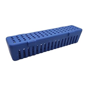 Easyinsmile Sterilization Case Dental Instrument Sterilizing Tray Container Sterilization Plastic Cassette Blue