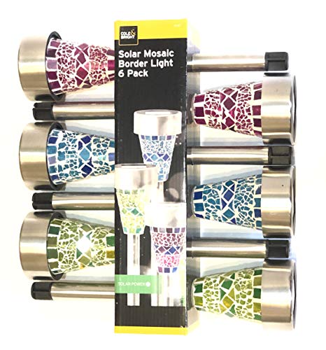 Cole & Bright Solar Mosaic Garden Lights &ndash; 6-Pack Outdoor Stake Lights with 360&deg; LED Glow...