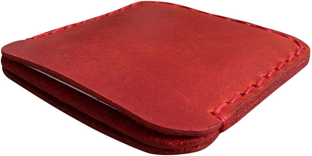Personalized red leather wallet. Credit card, cash or ID holder. rustic style unisex pouch. Monogram your name or initials. Great gift idea