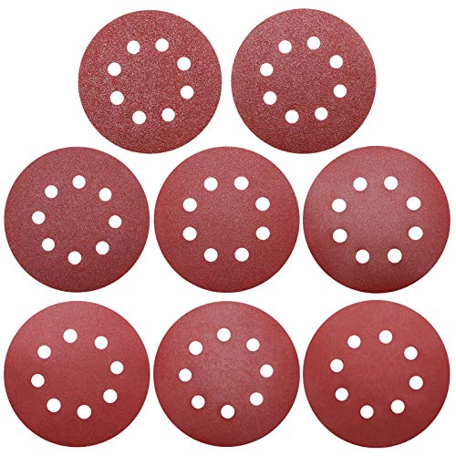Lowest Price Viaky 80 Pcs 5 Inch 8 Holes Pattern Hook and Loop Sanding Discs Pads, Orbital Sander Replacement Pad, Assorted Grits Sandpaper 40/60/ 100/120/ 180/240/ 320/400 for Power Orbit Sanders