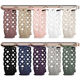 Slim Silicone Bands Compatible with Apple Watch Band 40mm 38mm 41mm 44mm 45mm 42mm Women Floral Breathable Braided Lace Thin Sport Strap Replacement Wristbands for iWatch SE Series 9 8 7 6 5 4 3 2 1