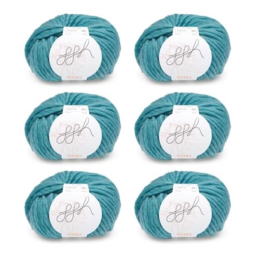ggh Husky - Caja con 6 ovillos de lana gruesa virgen, adecuada para hacer punto o ganchillo, color 059, azul petróleo pastel