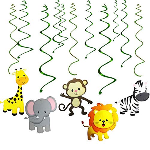 Image of Wanna Party Jungle Animal Swirl Decoration - 12 Piece