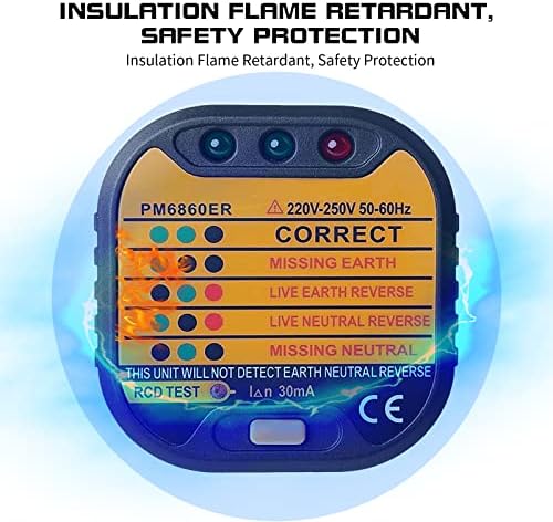 Nachar Socket Tester, 220-250V Circuit Polarity Voltage Detector Electric Socket Mains Outlet Tester UK with LCD Display Rcd GFCI Plug Tester Suitable for Power Socket Wiring Detection