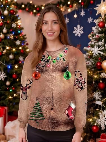 Ntswzys Unisex Adult Ugly Christmas Sweatshirt 2025 Crewneck 3D Printed Funny Sweatshirts Long Sleeve Holiday Pullover Top 4 Ntswzys Unisex Adult Ugly Christmas Sweatshirt 2025 Crewneck 3D Printed Funny Sweatshirts Long Sleeve Holiday Pullover