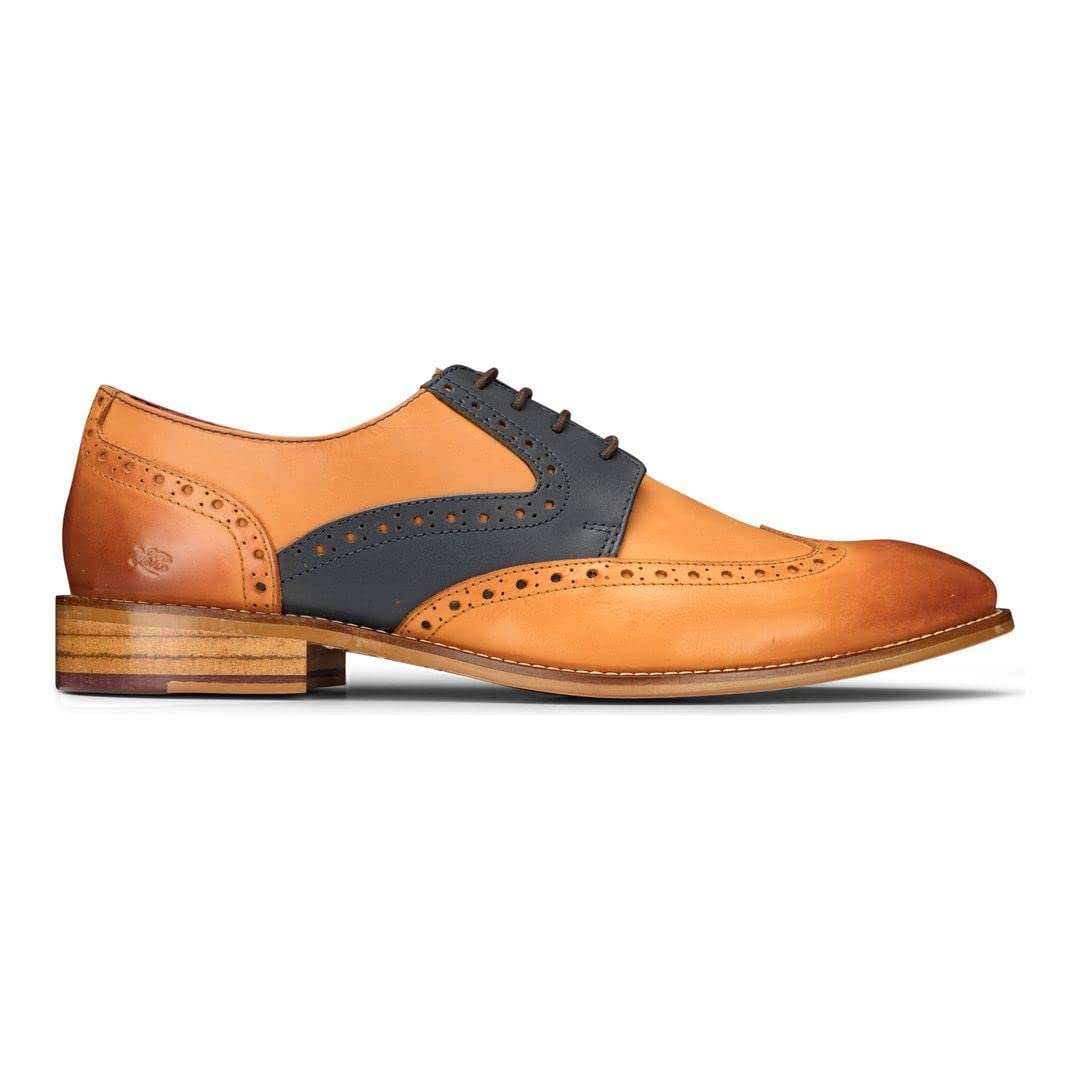 Scarpe Uomo Brogue Marrone Chiaro Marrone Rosso Classico Vintage Formale In Vera Pelle
