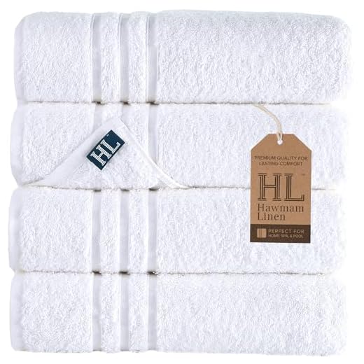Hammam Linen White Bath Towels 4-Pack - 27x54 Soft and Absorbent, Premium Quality Perfect for Daily Use 100% Cotton Towel 600 GSM