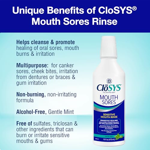 CloSYS Hydrogen Peroxide Mouthwash, 16 oz, Canker Sore Mouthwash, Alcohol-Free, Non-Burning, Cleanses and Heals Mouth Sore Rinse