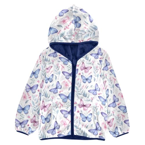 KEIGE Flower Butterfly Boys Fleece Coat,Children's Zip-Up Hoodie Jacket,Baby Warm Fashion Outerwear 4T,A111209