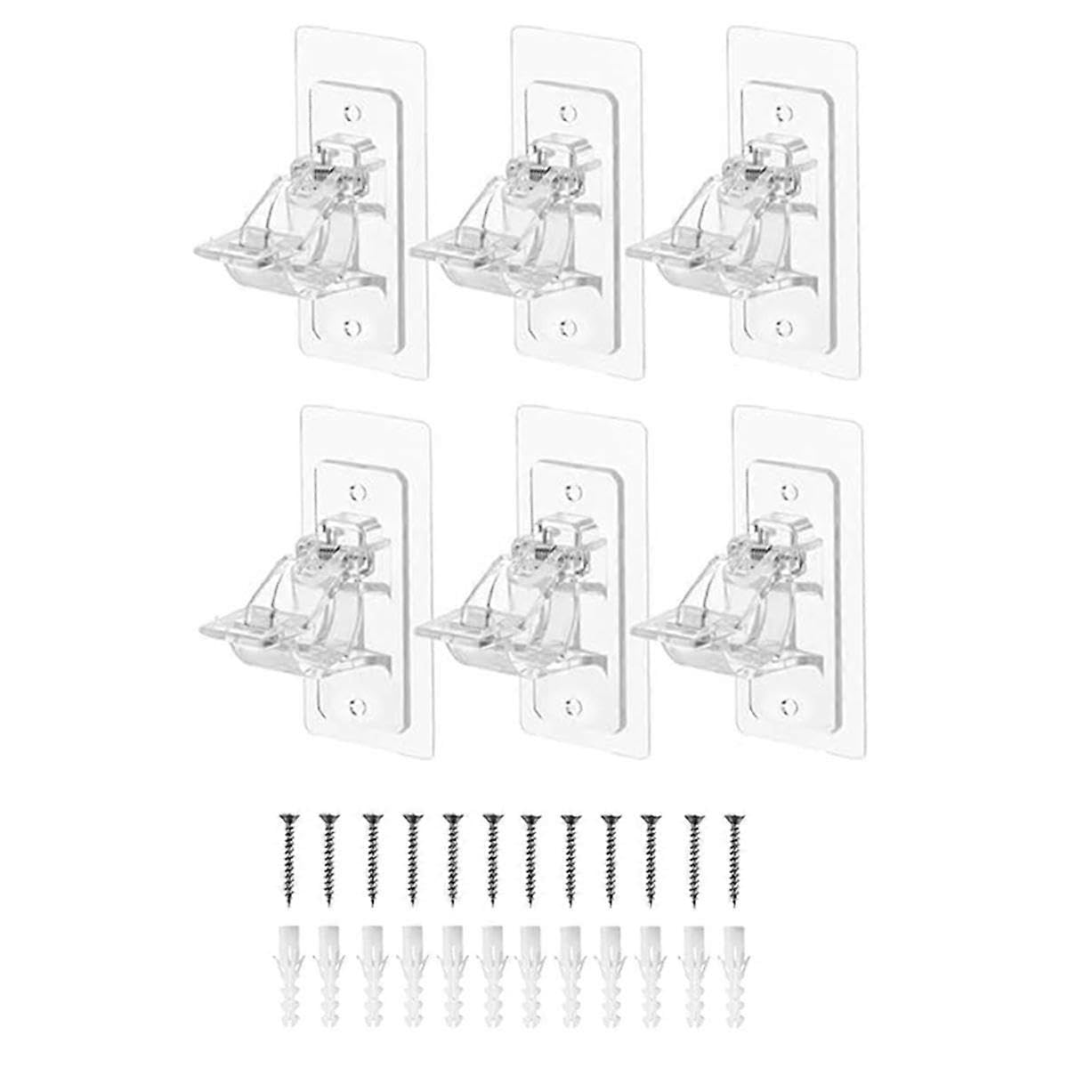 JOYHAPPST 6Pcs No Drill Needed Curtain Rod Holders Brackets, Self Adhesive Rod Holder Hooks, Nail Free Stick on Curtain Rod Hooks