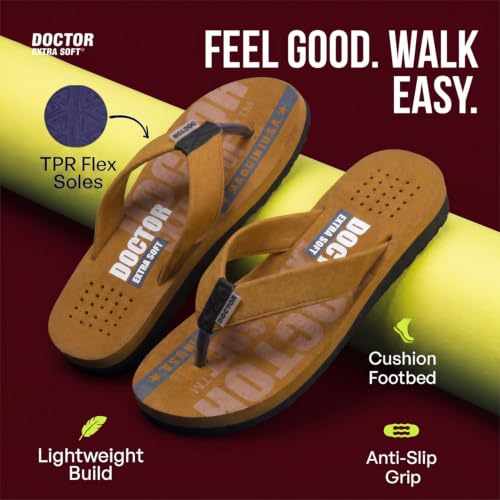 Image of DOCTOR EXTRA SOFT Slipper Care Orthopaedic and Diabetic Super Fitting Comfort Doctor Slipper, DR. Slipper, Flip-Flop, Slides and House Slipper for Men's Men's-FeelGood-D-31