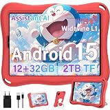 SUAAT S11 Tablette pour Enfants 9 Pouces Android 15 avec 12 Go de RAM + TF 1 to, 5G WiFi, Widevine L1, Octa Core, 5000 mAh, contrôle Parental, 1340 * 800, BT 5.0, pour Enfants avec étui Eva  Red