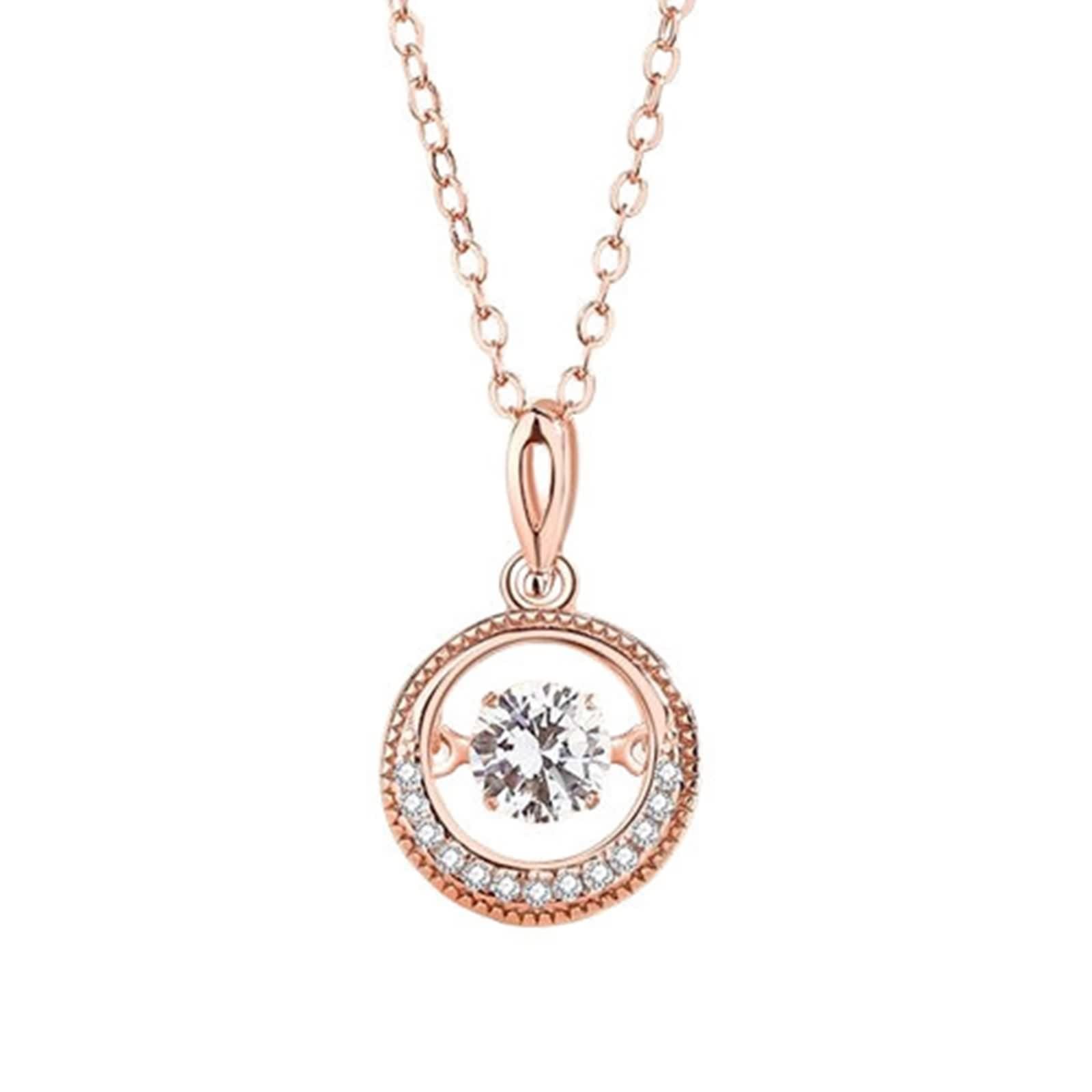 Moissanite Collana, Collana Donna Lunga Vintage Ciondolo Catenina Gioielli Oro Bianco 9K/14K/18K Cerchio 40+5cm