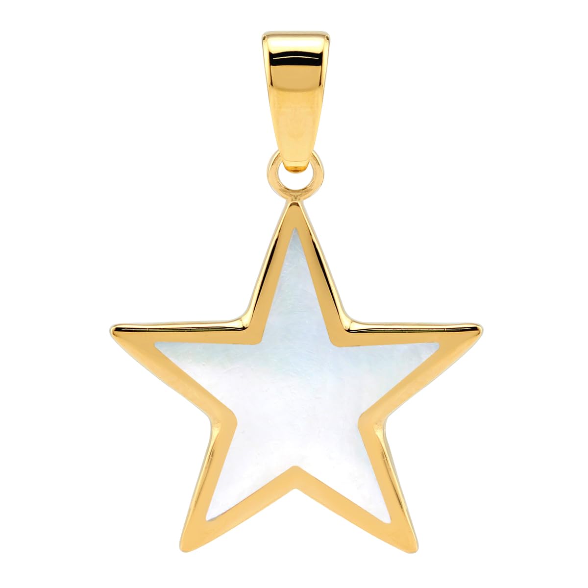 SilvershakeStar Shape Inlay White Gold Plated or 18K Yellow Gold Plated 925 Sterling Silver Five Point Star Small Size Pendant Jewelry for Teens or Women