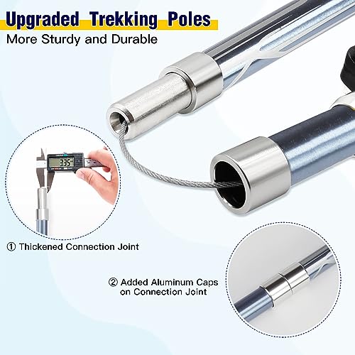 Foto von Zentiva Wanderstöcke Nordic Walking Stöcke Damen und Herren,Faltbar wanderstöcke Teleskop 110-135cm,Ultraleichte Trekkingstöcke aus Aluminium,Klemmverschluss mit 4 Paar Gummipuffers (Hellblau)