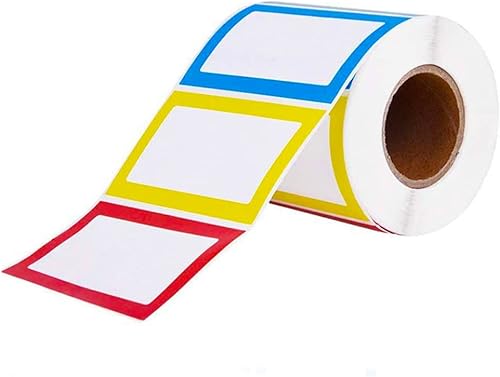 Un rollo de etiquetas adhesivas con nombre, 150 unidades, etiquetas adhesivas de escritura a mano, colores de borde surtidos, etiquetas de nombre