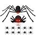 Halloween Decorations Giant Spider 4.1 ft with LED Eyes Spooky Sound Including 5 pcs Realistic Spider for Outdoor,Party,Bedroom Decor