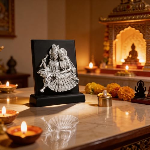Image of Pure 999 Silver-Plated Radha Krishna Idol | Auspicious Spiritual Gift for Wedding, Anniversary, Housewarming, Puja & Home Temple Decor | Grih Pravesh and Pooja Ghar Gift