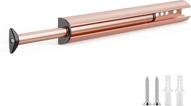 Valet Rod 14-Inch,Tenovel Pull-Out Closet Clothes Closet Hanging Rod, Rust-Free Closet Hanging Clothes Hat Rack Rod Mounting Screws Included-Pink
