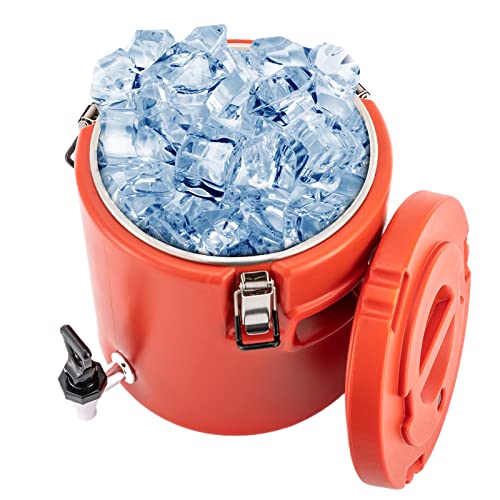 Stainless Steel Insulated Beverage Dispenser - Red, 10 L/2.64 Gal - with Faucet for Ice, Party & Camping