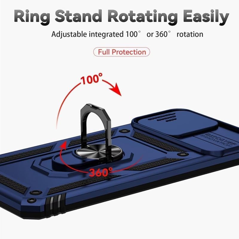 Image of Luxe Back Cover for OnePlus Nord CE 2 Lite 5G | D10 Tough Armor | Sliding Camera Shield | 360 Protection | Kickstand Ring Holder | Military-Grade Shockproof Bumper
